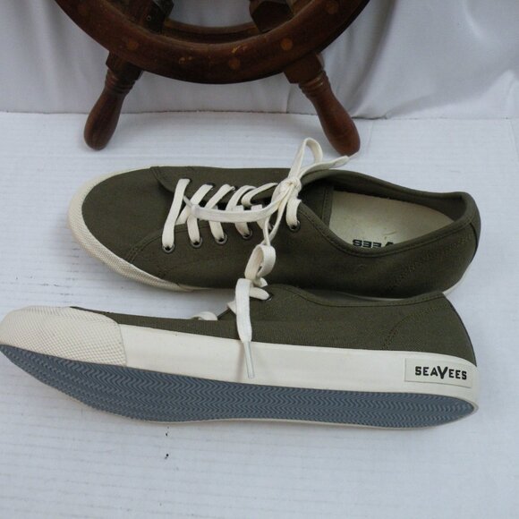 SeaVees Shoes Women's 11 Sneaker Casual Canvas Olive Monterey Cotton Lace Up Low - Picture 5 of 8